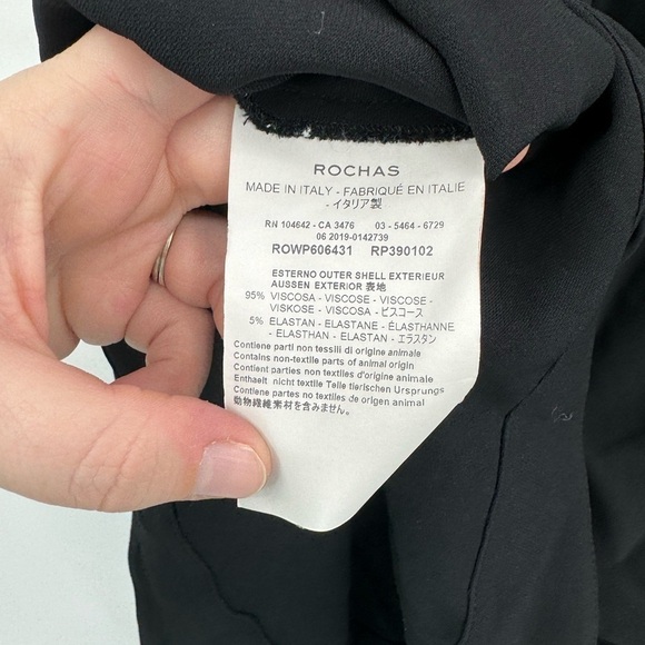 Rochas Black Camica Penny Keyhole Back Women 38/8/Medium Quarter Sleeve Blouse - Picture 5 of 13